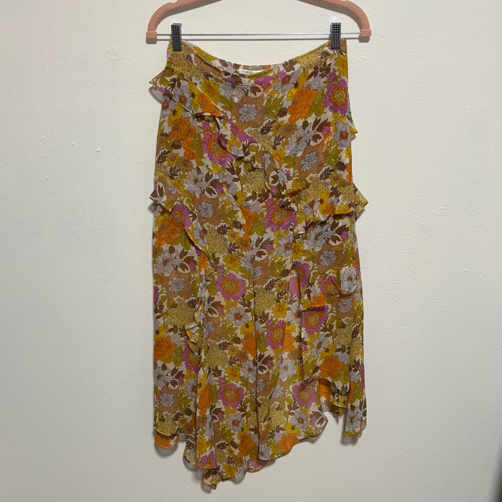 Veronica Beard Eleonora garden floral skirt in Stone Multi, size 4